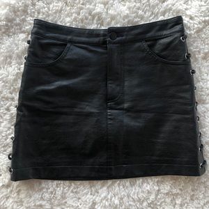 Leather mini skirt